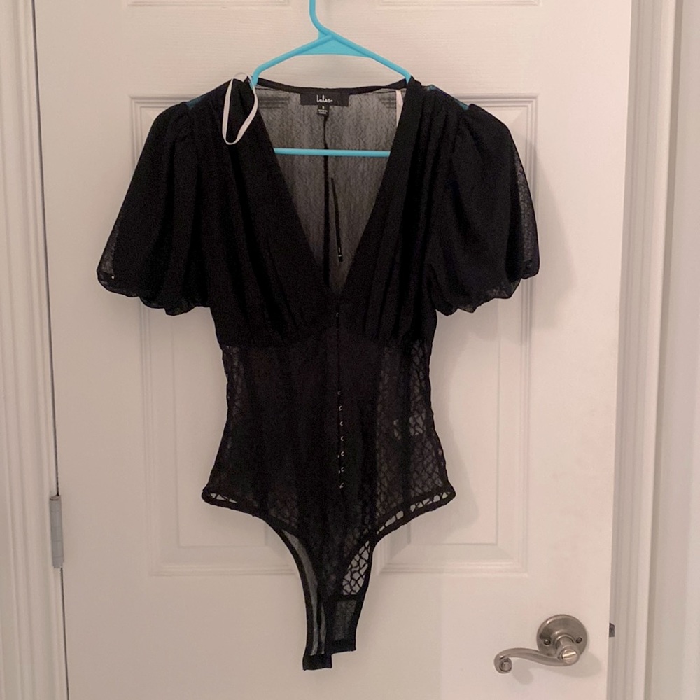 NEW Lulus black mesh body suit size Small
